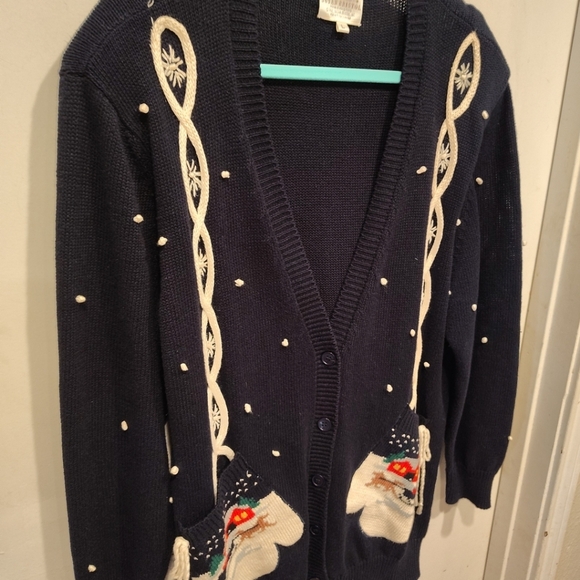 Susan Bristol Vintage 1992 Christmas Holiday Mittens Cardigan Sweater Sz L Party - Picture 6 of 9